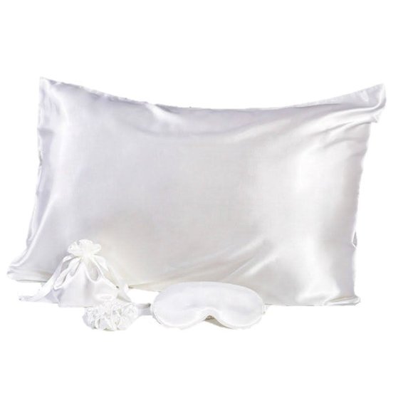 Silk Satin pillowcase with eye mask and hair scrunchie size Queen - Picture 1 of 1